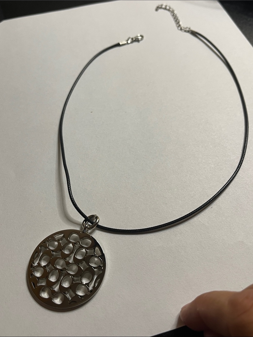 Coach Silver-Tone C Logo Cutout Pendant Necklace - Women Jewelry - Picture 4 of 10